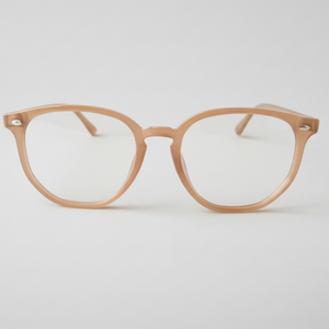 Beige glasses front view with light background